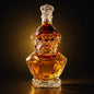 Bouteille décorative bulldog en verre ambré, sans marque